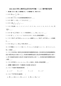 2022-2023学年上海市宝山区行知中学高一（上）期中数学试卷 （含解析）
