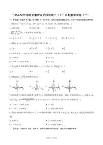 [数学]2024～2025学年安徽省合肥市合肥四中高三(上)诊断月考试卷(二)(有答案)