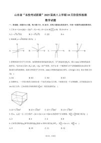 [数学]山东省“名校考试联盟”2025届高三上学期10月阶段性检测试题(有答案)