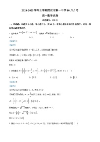 湖北省武汉市第一中学2024-2025学年高一上学期10月考数学试题（Word版附解析）