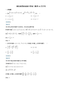 湖北省武汉市武昌实验中学2024-2025学年高二上学期10月月考数学试题（Word版附解析）