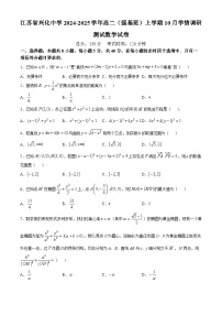 江苏省兴化中学2024-2025学年高二（强基班）上学期10月学情调研测试数学试卷(无答案)