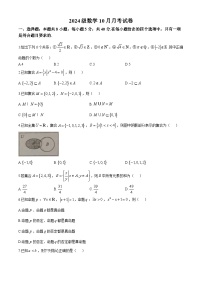 广西来宾市忻城县高级中学2024-2025学年高一上学期10月月考数学试题(无答案)