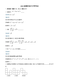 柳州市柳州高级中学2023-2024学年高一上学期开学考试数学试题（解析版）