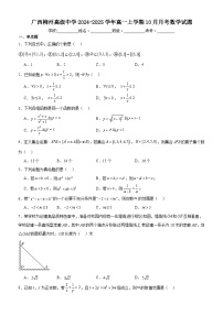 柳州高级中学2024-2025学年高一上学期10月月考数学试题(1)