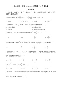 湖北省华中师范大学第一附属中学2024-2025学年高三上学期十月月度检测数学试卷(无答案)