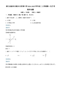 浙江省嘉兴市桐乡市茅盾中学2024-2025学年高二上学期第一次月考数学试题（Word版附解析）