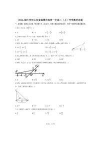 [数学]山东省淄博市高青一中2024～2025学年高二(上)开学试卷(有答案)