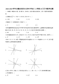 2024-2025学年安徽省阜阳市太和中学高二上学期10月月考数学试题（含答案）