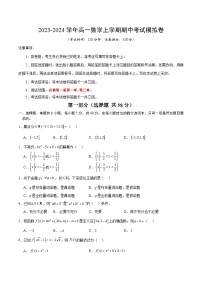 高一数学上学期期中模拟（必修一1~3章）-【常考压轴题】2024-2025学年高一数学压轴题攻略练习（人教A版2019必修第一册）