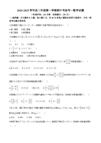 山东省聊城市临清市实验高级中学2024-2025学年高三上学期期中考前考试一（10月）数学试题