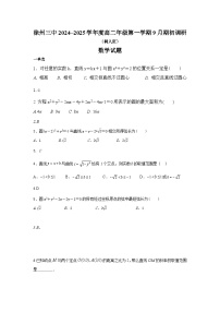 江苏省徐州市第三中学2024-2025学年高二（树人班）上学期9月期初调研 数学试题