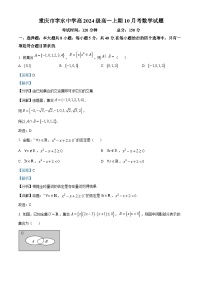 重庆市字水中学2024-2025学年高一上学期10月月考数学试卷（Word版附解析）