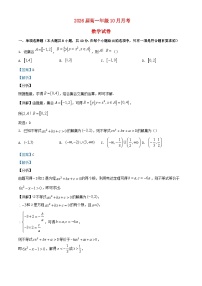 湖北省武汉市2023_2024学年高一数学上学期10月月考题含解析