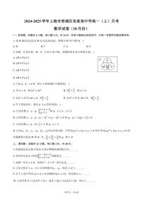 上海市青浦区朱家角中学2024～2025学年高一（上）月考数学试卷（10月份）（含答案）