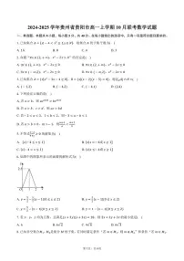 2024～2025学年贵州省贵阳市高一上学期10月联考数学试题（含答案）