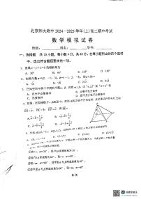 北京师范大学附属中学2024-2025学年高二上学期期中考试数学模拟试卷