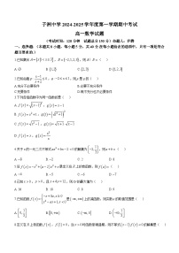 陕西省子洲中学2024-2025学年高一上学期期中考试数学试题(无答案)