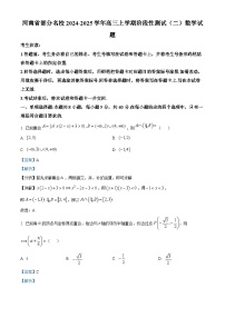 河南省部分名校天一大联考2024-2025学年高三上学期10月阶段测试二数学试卷（Word版附解析）