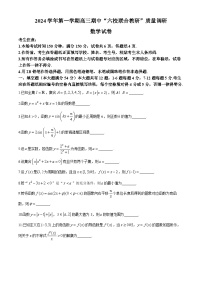 上海市闵行区六校联合教研2024-2025学年高三上学期数学期中考试数学试卷(无答案)