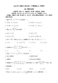 湖北省十堰市六县市区一中教联体2024-2025学年高一上学期11月联考数学试卷（Word版附答案）