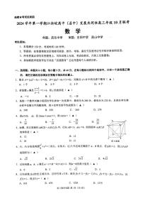 江浙皖2024-2025学年高三上学期10月质量检测数学试题及答案