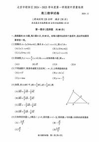 2024年北京朝阳区高三（上）期中数学试题及答案