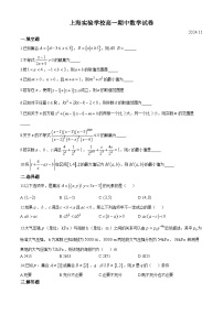 上海市实验学校2024-2025学年高一上学期期中考试数学试卷