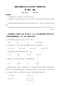 浙江省诸暨中学暨阳分校2024-2025学年高二上学期11月期中考试数学试题