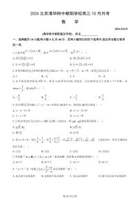 2024北京清华附中朝阳学校高三上学期10月月考数学试题及答案