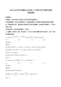 2024-2025学年安徽省六安市高三上学期10月月考数学质量检测试题（含解析）