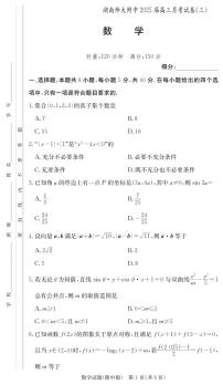 湖南师范大学附属中学2024-2025学年高三上学期月考卷（三）数学