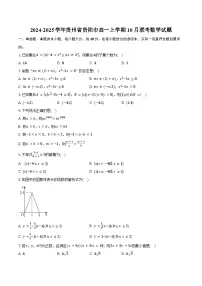 2024-2025学年贵州省贵阳市高一上学期10月联考数学试题（含答案）