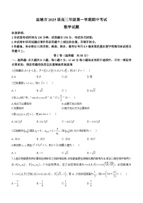 2025盐城高三上学期11月期中考试数学含答案