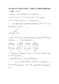 2024-2025学年上海市长宁区高二上学期10月月考数学学情调研试卷（含解析）