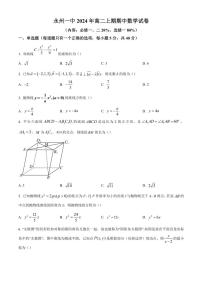 湖南省永州市第一中学2024～2025学年高二(上)期中数学试卷(含答案)