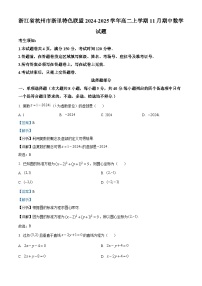 浙江省杭州市浙里特色联盟2024-2025学年高二上学期11月期中数学试题（Word版附解析）