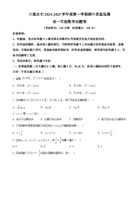 精品解析：贵州省六盘水市2024-2025学年高一上学期期中质量监测数学试题