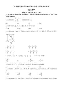 云南省大理州大理市大理白族自治州民族中学2024～2025学年高二(上)期中数学试卷(含答案)