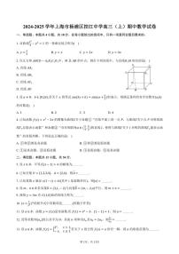2024～2025学年上海市杨浦区控江中学高三(上)期中数学试卷(含答案)