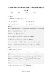 重庆市杨家坪中学2024-2025学年高三上学期期中模拟考试数学试题及解析