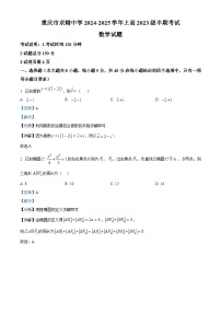 重庆市求精中学2024-2025学年高二上学期期中考试数学试卷（Word版附解析）