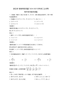 浙江省“浙南名校联盟”2024-2025学年高二上学期期中联考数学试卷（解析版）