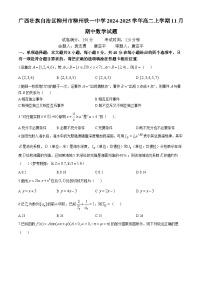 广西壮族自治区柳州市柳州铁一中学2024-2025学年高二上学期11月期中数学试题