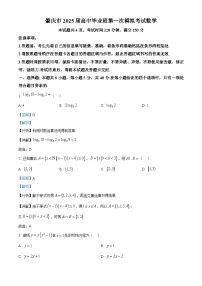广东省肇庆市2025届高三上学期第一次模拟考试数学试卷（Word版附解析）