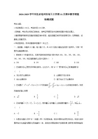 2024-2025学年河北省沧州市高三上学期11月期中数学质量检测试题