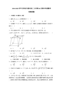 2024-2025学年吉林省长春市高二上学期10月期中考试数学检测试题（含解析）