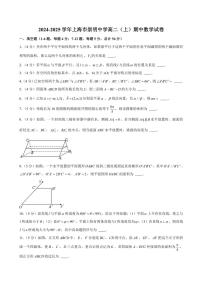 2024～2025学年上海市崇明中学高二(上)期中数学试卷(含解析)