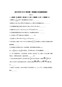 上海市进才中学2024-2025学年高三上学期期中考试数学试卷