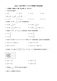 精品解析：安徽省合肥市合肥一六八中学2024-2025学年高一上学期期中考试数学试卷